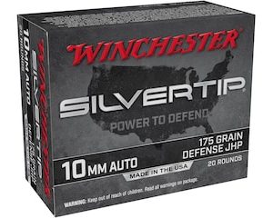 winchester silvertip defense 10mm auto ammo 175 grain winchester silvertip jacketed hollow point box of 20