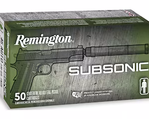 remington subsonic 45 acp ammo 230 grain flat nose box of 50