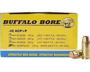 buffalo bore 45 acp +p ammo 230 grain full metal jacket