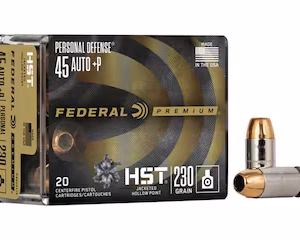 federal premium personal defense 45 acp +p ammo 230 grain federal hst jacketed hollow point box of 20