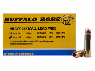 buffalo bore 357 magnum ammo 140 grain barnes tac xp solid hollow point lead free box of 20 buffalo bore 357 magnum ammo 140 grain barnes tac xp solid hollow point lead free box of 20