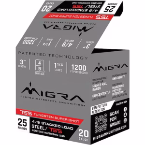 migra tss waterfowl 20 gauge steel and tungsten ammo