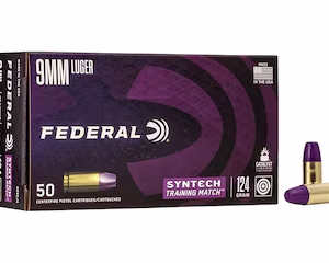 federal syntech training match 9mm luger ammo 124 grain federal tsj total synthetic jacket (tsj)