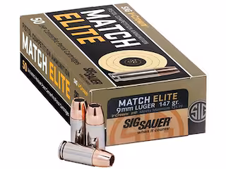 sig sauer match elite 9mm luger ammo 147 grain sig v crown jacketed hollow point box of 50 sig sauer match elite 9mm luger ammo 147 grain sig v crown jacketed hollow point box of 50