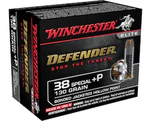 winchester defender 38 special +p ammo 130 grain winchester pdx1 bonded jacketed hollow point