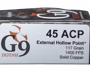 g9 defense 45 acp ammo 117 grain fluted lead free box of 20