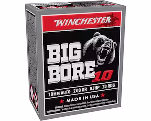 winchester big bore 10mm auto ammo 200 grain semi jacketed hollow point box of 20