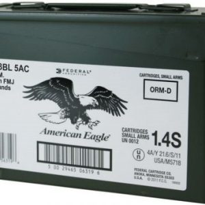 federal 223 rem ammunition american eagle ae223bl 5ac 55 grain full metal jacket ammo can 500 rounds