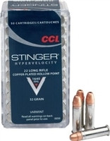 cci 22 lr stinger hyper velocity cci0050 32 grain copper plated hollow point case 5,000 rounds
