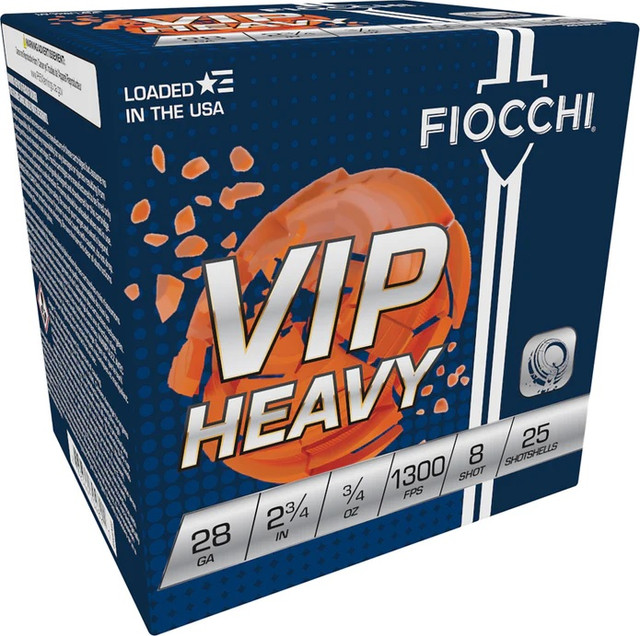 fiocchi 28 gauge ammunition 28viph8 2 3/4" 1300fps 3/4oz #8 case of 250 rounds fiocchi 28 gauge ammunition 28viph8 2 3/4" 1300fps 3/4oz #8 case of 250 rounds