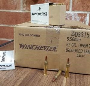 winchester 5.56x45mm nato fbi training ammunition q3315 62 grain open tip lead free primer case 1,000 rounds