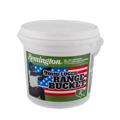 remington 9mm ammunition range bucket l9mm3bc 115 grain full metal jacket case 1,400 rounds remington 9mm ammunition range bucket l9mm3bc 115 grain full metal jacket case 1,400 rounds