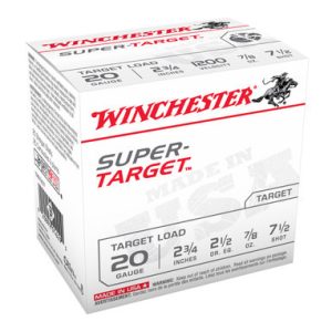 winchester 20 gauge ammunition target trgt207 2 3/4" 7/8oz #7 1/2 shot 1200 fps case 250 rounds