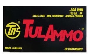 Tula 308 Winchester Ammunition 165 Grain Soft Point Steel Case 500 rounds