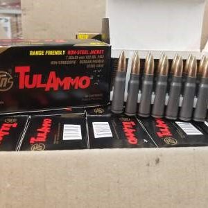 tula 7.62x39mm ammunition range friendly non magnetic projectile ul076215 122 grain full metal jacke case of 1000 rounds